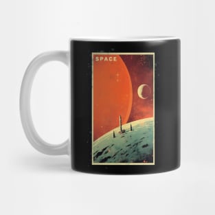 Space Adventure Vintage Travel Poster Mug